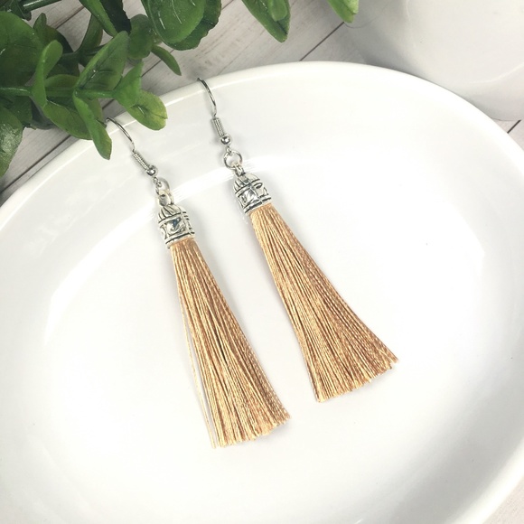 Beige Tassel Earrings - Picture 1 of 4